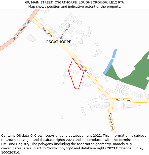 69, MAIN STREET, OSGATHORPE, LOUGHBOROUGH, LE12 9TA: Location map and indicative extent of plot