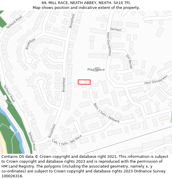 69, MILL RACE, NEATH ABBEY, NEATH, SA10 7FL: Location map and indicative extent of plot