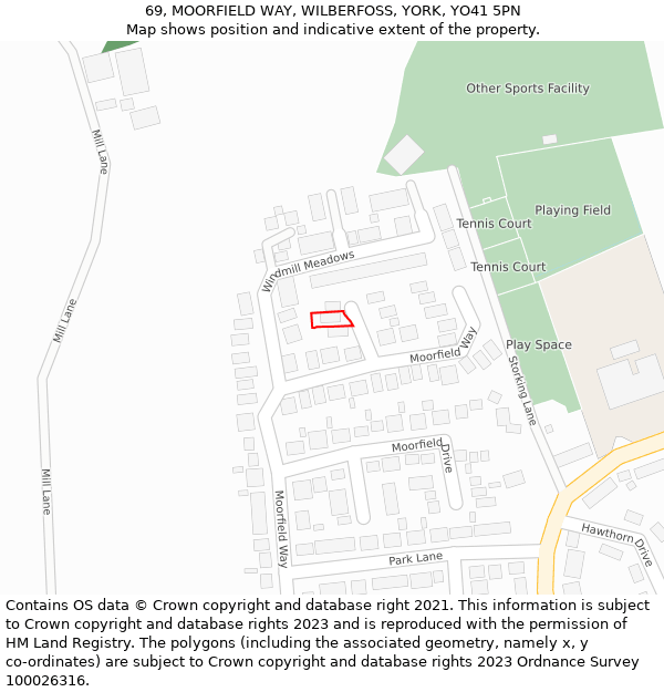 69, MOORFIELD WAY, WILBERFOSS, YORK, YO41 5PN: Location map and indicative extent of plot