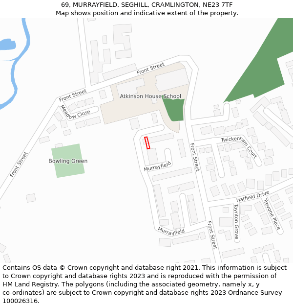 69, MURRAYFIELD, SEGHILL, CRAMLINGTON, NE23 7TF: Location map and indicative extent of plot