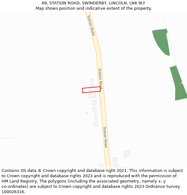 69, STATION ROAD, SWINDERBY, LINCOLN, LN6 9LY: Location map and indicative extent of plot