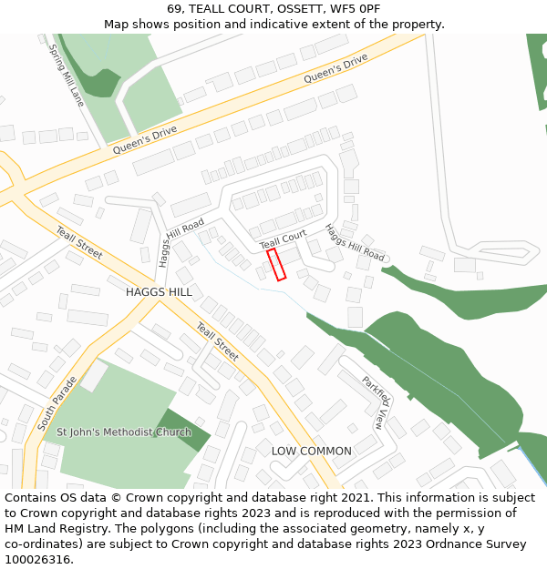 69, TEALL COURT, OSSETT, WF5 0PF: Location map and indicative extent of plot