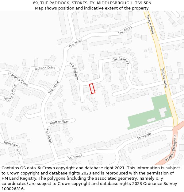 69, THE PADDOCK, STOKESLEY, MIDDLESBROUGH, TS9 5PN: Location map and indicative extent of plot