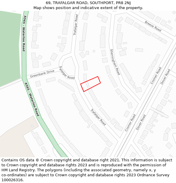 69, TRAFALGAR ROAD, SOUTHPORT, PR8 2NJ: Location map and indicative extent of plot