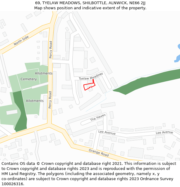 69, TYELAW MEADOWS, SHILBOTTLE, ALNWICK, NE66 2JJ: Location map and indicative extent of plot