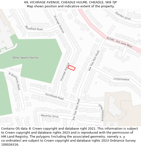 69, VICARAGE AVENUE, CHEADLE HULME, CHEADLE, SK8 7JP: Location map and indicative extent of plot
