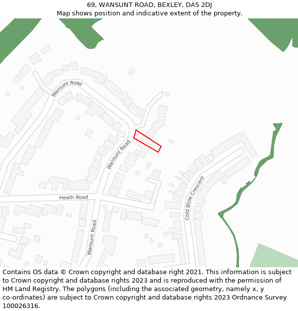 69, WANSUNT ROAD, BEXLEY, DA5 2DJ: Location map and indicative extent of plot