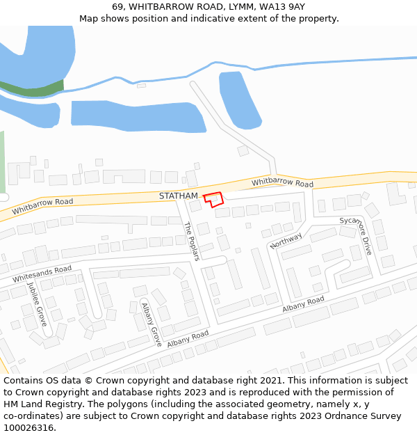 69, WHITBARROW ROAD, LYMM, WA13 9AY: Location map and indicative extent of plot