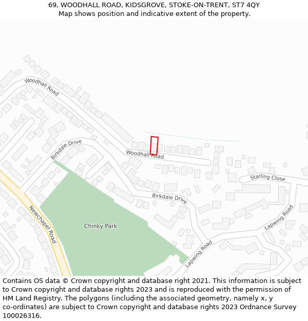 69, WOODHALL ROAD, KIDSGROVE, STOKE-ON-TRENT, ST7 4QY: Location map and indicative extent of plot