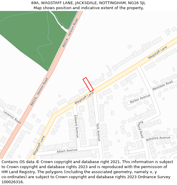 69A, WAGSTAFF LANE, JACKSDALE, NOTTINGHAM, NG16 5JL: Location map and indicative extent of plot