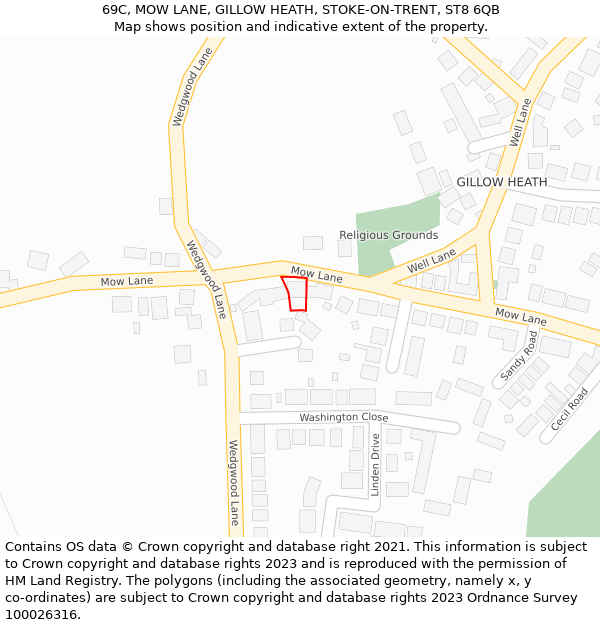 69C, MOW LANE, GILLOW HEATH, STOKE-ON-TRENT, ST8 6QB: Location map and indicative extent of plot