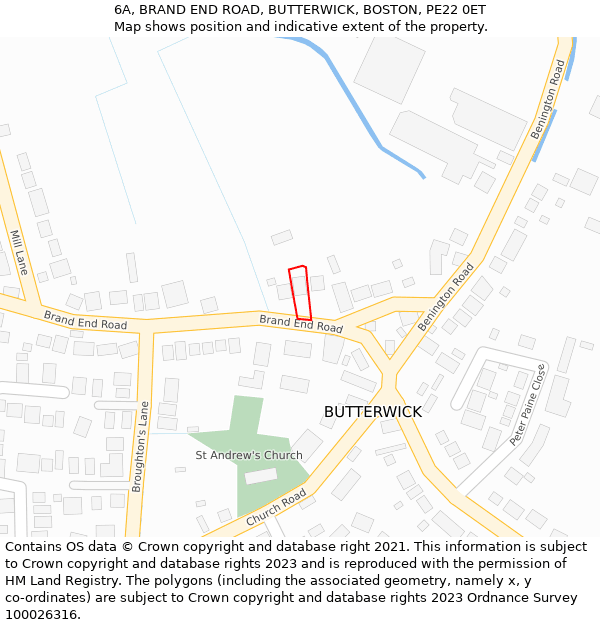 6A, BRAND END ROAD, BUTTERWICK, BOSTON, PE22 0ET: Location map and indicative extent of plot