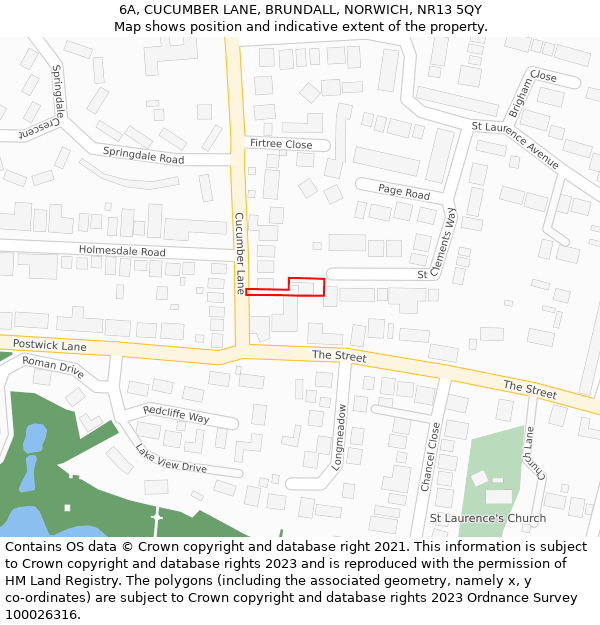 6A, CUCUMBER LANE, BRUNDALL, NORWICH, NR13 5QY: Location map and indicative extent of plot