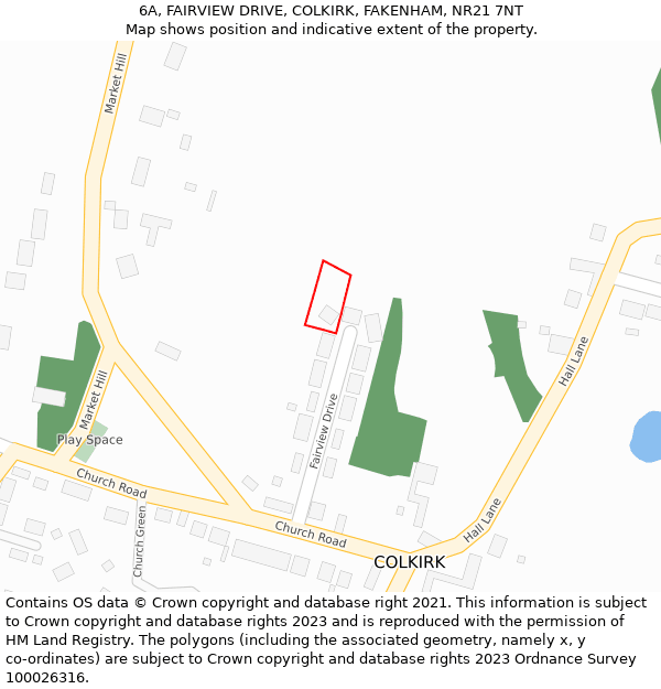 6A, FAIRVIEW DRIVE, COLKIRK, FAKENHAM, NR21 7NT: Location map and indicative extent of plot