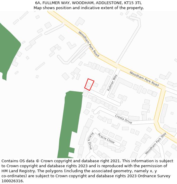 6A, FULLMER WAY, WOODHAM, ADDLESTONE, KT15 3TL: Location map and indicative extent of plot