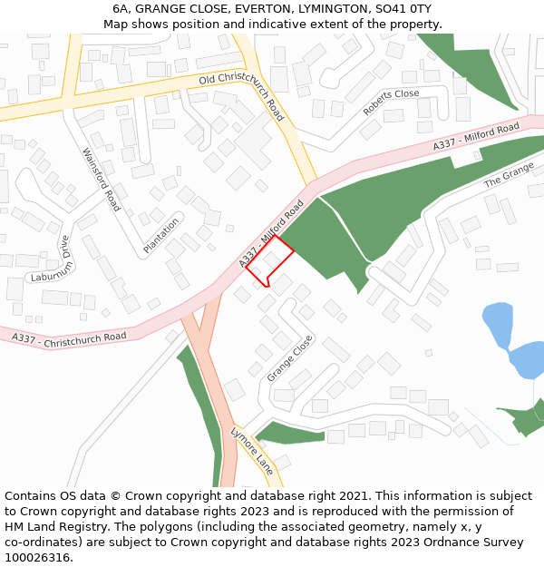 6A, GRANGE CLOSE, EVERTON, LYMINGTON, SO41 0TY: Location map and indicative extent of plot