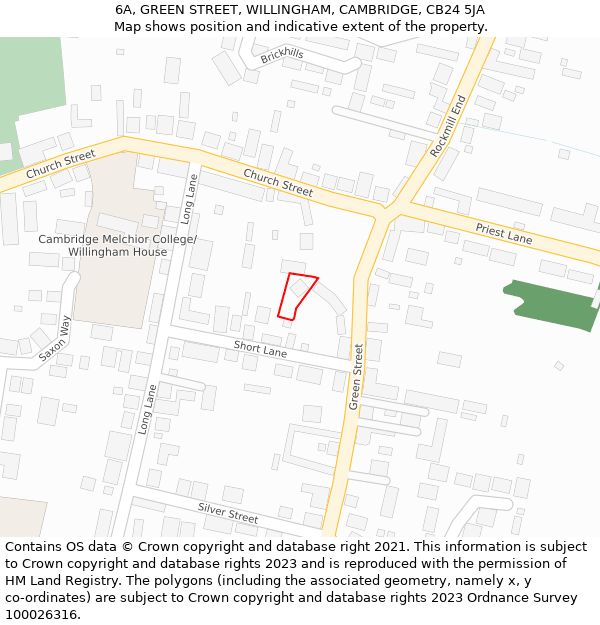 6A, GREEN STREET, WILLINGHAM, CAMBRIDGE, CB24 5JA: Location map and indicative extent of plot
