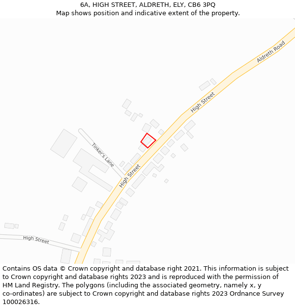 6A, HIGH STREET, ALDRETH, ELY, CB6 3PQ: Location map and indicative extent of plot