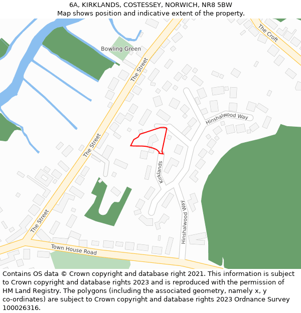 6A, KIRKLANDS, COSTESSEY, NORWICH, NR8 5BW: Location map and indicative extent of plot