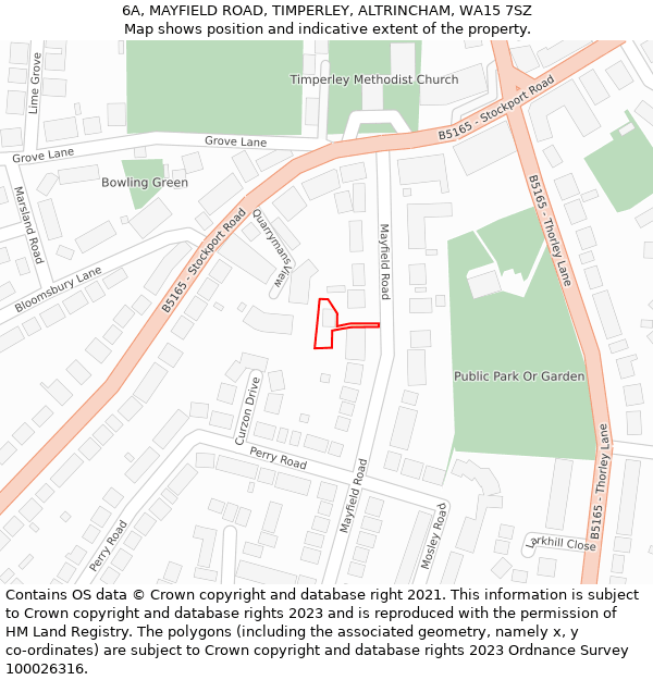6A, MAYFIELD ROAD, TIMPERLEY, ALTRINCHAM, WA15 7SZ: Location map and indicative extent of plot