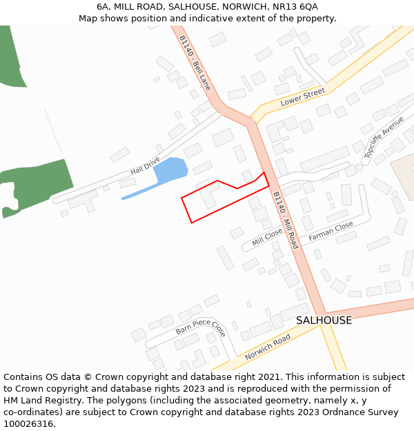 6A, MILL ROAD, SALHOUSE, NORWICH, NR13 6QA: Location map and indicative extent of plot