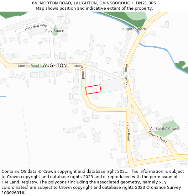 6A, MORTON ROAD, LAUGHTON, GAINSBOROUGH, DN21 3PS: Location map and indicative extent of plot