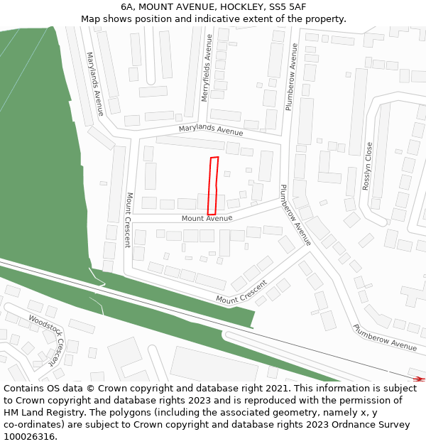 6A, MOUNT AVENUE, HOCKLEY, SS5 5AF: Location map and indicative extent of plot