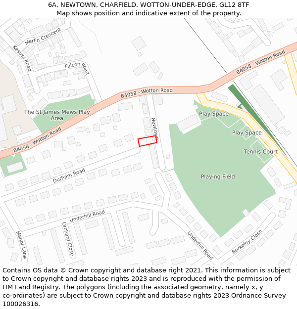 6A, NEWTOWN, CHARFIELD, WOTTON-UNDER-EDGE, GL12 8TF: Location map and indicative extent of plot