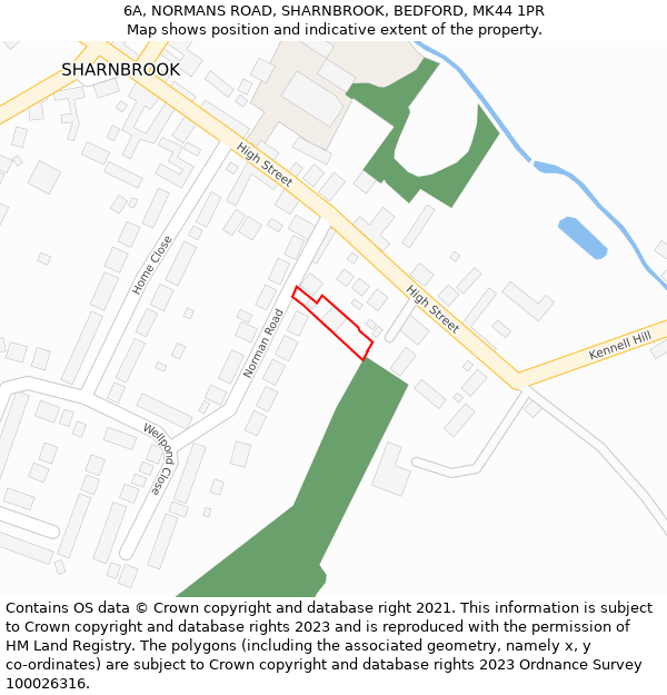 6A, NORMANS ROAD, SHARNBROOK, BEDFORD, MK44 1PR: Location map and indicative extent of plot