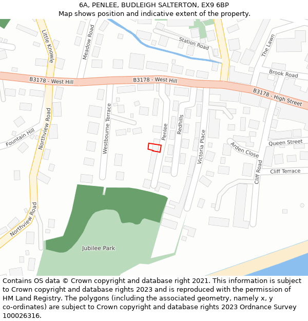 6A, PENLEE, BUDLEIGH SALTERTON, EX9 6BP: Location map and indicative extent of plot