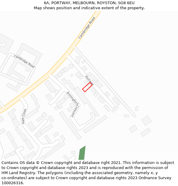 6A, PORTWAY, MELBOURN, ROYSTON, SG8 6EU: Location map and indicative extent of plot