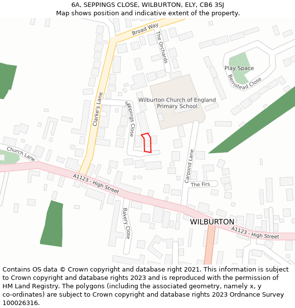 6A, SEPPINGS CLOSE, WILBURTON, ELY, CB6 3SJ: Location map and indicative extent of plot