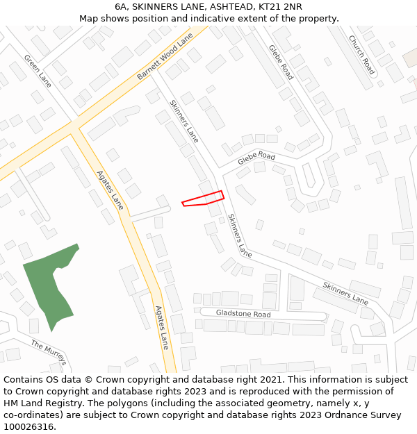 6A, SKINNERS LANE, ASHTEAD, KT21 2NR: Location map and indicative extent of plot
