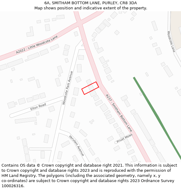 6A, SMITHAM BOTTOM LANE, PURLEY, CR8 3DA: Location map and indicative extent of plot