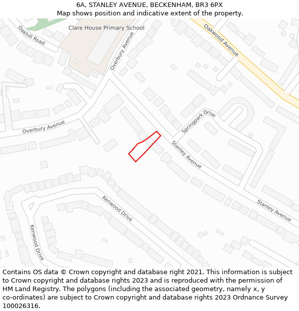 6A, STANLEY AVENUE, BECKENHAM, BR3 6PX: Location map and indicative extent of plot