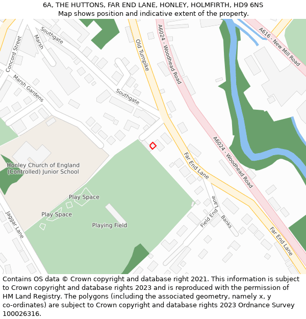 6A, THE HUTTONS, FAR END LANE, HONLEY, HOLMFIRTH, HD9 6NS: Location map and indicative extent of plot