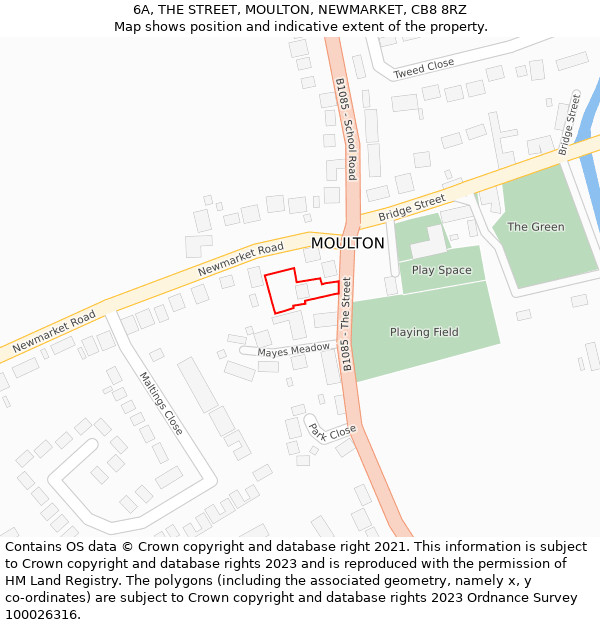 6A, THE STREET, MOULTON, NEWMARKET, CB8 8RZ: Location map and indicative extent of plot
