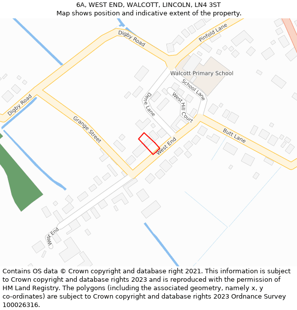 6A, WEST END, WALCOTT, LINCOLN, LN4 3ST: Location map and indicative extent of plot