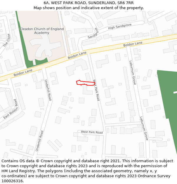6A, WEST PARK ROAD, SUNDERLAND, SR6 7RR: Location map and indicative extent of plot