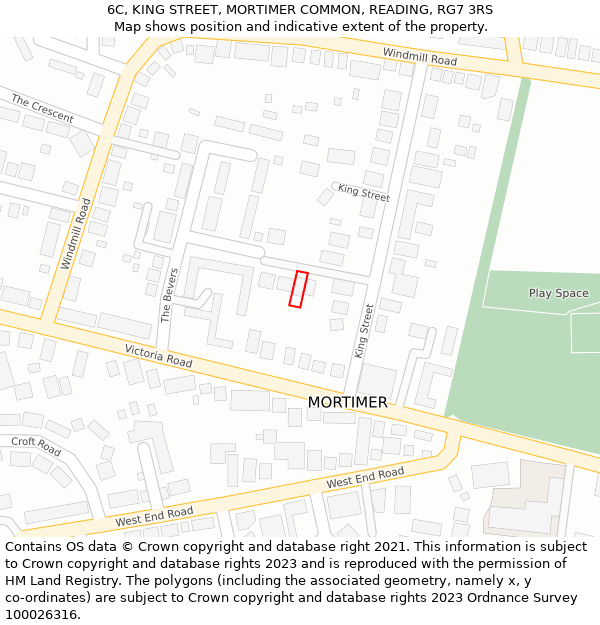 6C, KING STREET, MORTIMER COMMON, READING, RG7 3RS: Location map and indicative extent of plot