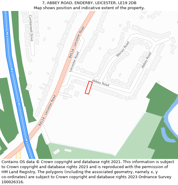 7, ABBEY ROAD, ENDERBY, LEICESTER, LE19 2DB: Location map and indicative extent of plot