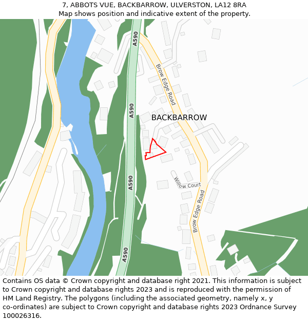 7, ABBOTS VUE, BACKBARROW, ULVERSTON, LA12 8RA: Location map and indicative extent of plot