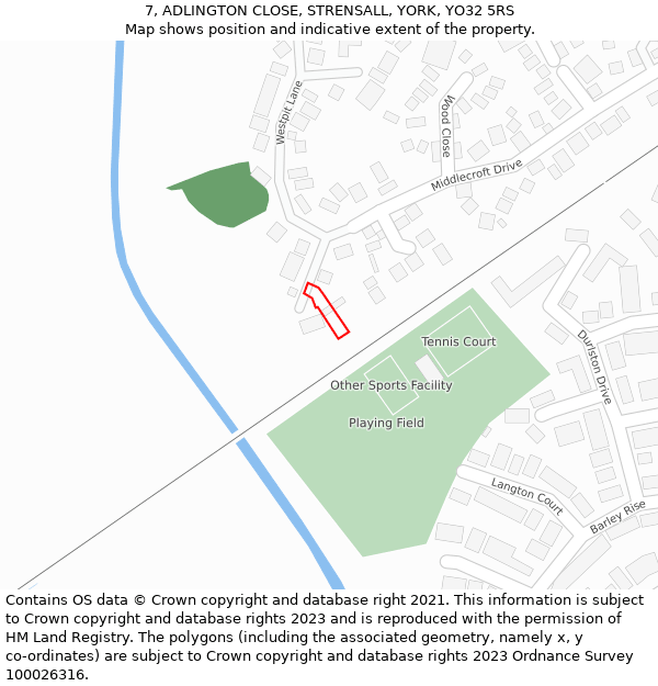 7, ADLINGTON CLOSE, STRENSALL, YORK, YO32 5RS: Location map and indicative extent of plot