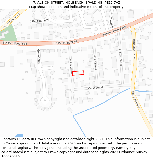 7, ALBION STREET, HOLBEACH, SPALDING, PE12 7AZ: Location map and indicative extent of plot