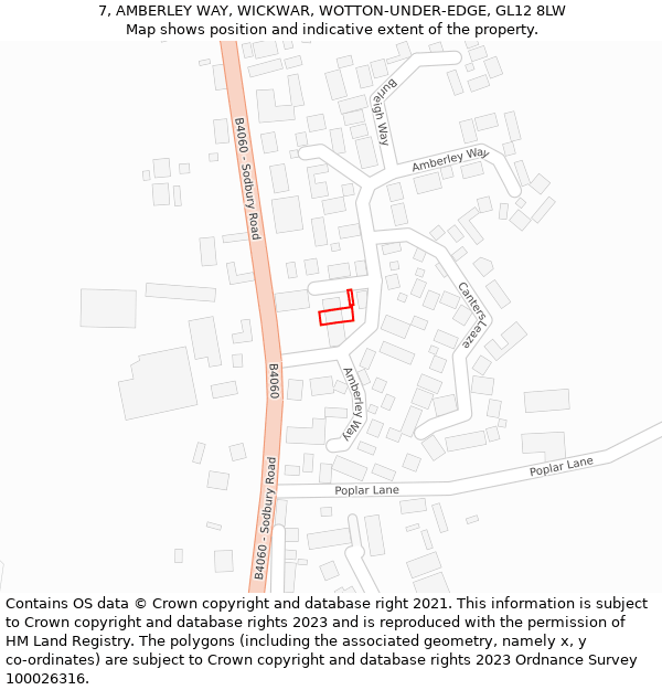 7, AMBERLEY WAY, WICKWAR, WOTTON-UNDER-EDGE, GL12 8LW: Location map and indicative extent of plot