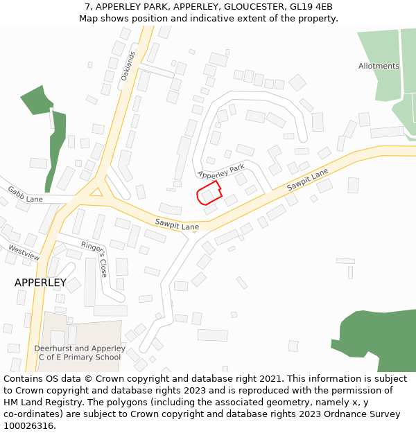 7, APPERLEY PARK, APPERLEY, GLOUCESTER, GL19 4EB: Location map and indicative extent of plot