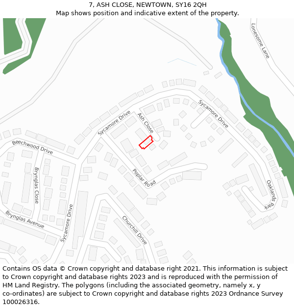 7, ASH CLOSE, NEWTOWN, SY16 2QH: Location map and indicative extent of plot