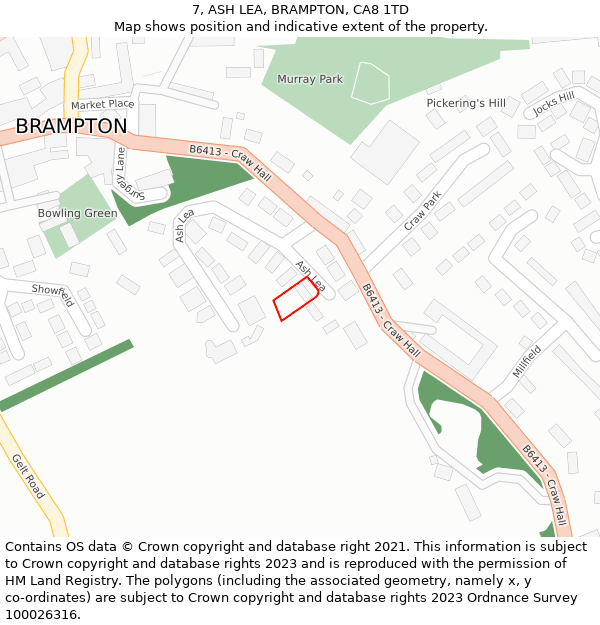 7, ASH LEA, BRAMPTON, CA8 1TD: Location map and indicative extent of plot