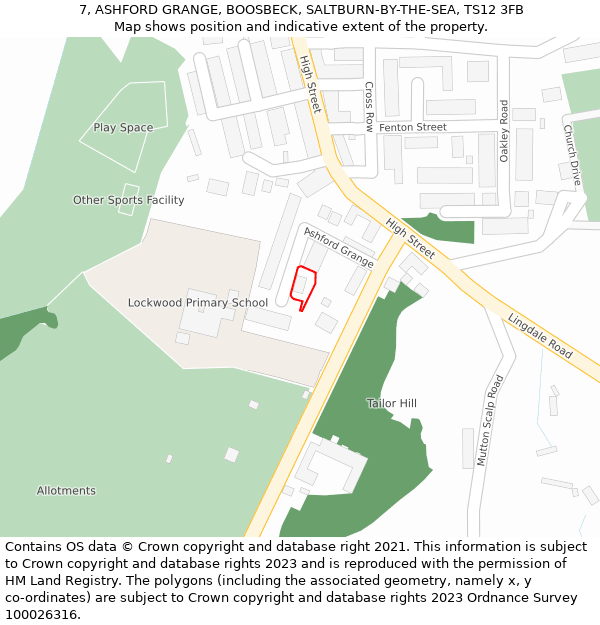 7, ASHFORD GRANGE, BOOSBECK, SALTBURN-BY-THE-SEA, TS12 3FB: Location map and indicative extent of plot