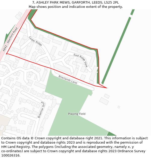 7, ASHLEY PARK MEWS, GARFORTH, LEEDS, LS25 2PL: Location map and indicative extent of plot